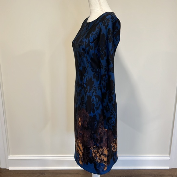 Isle by Melis Kazan Blue and Black Floral Print Shift Dress Size Medium - Picture 3 of 8